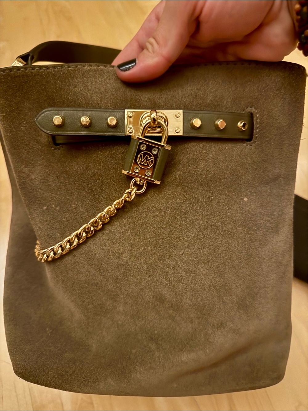 Michael Kors Suede Crossbody Bucket Bag